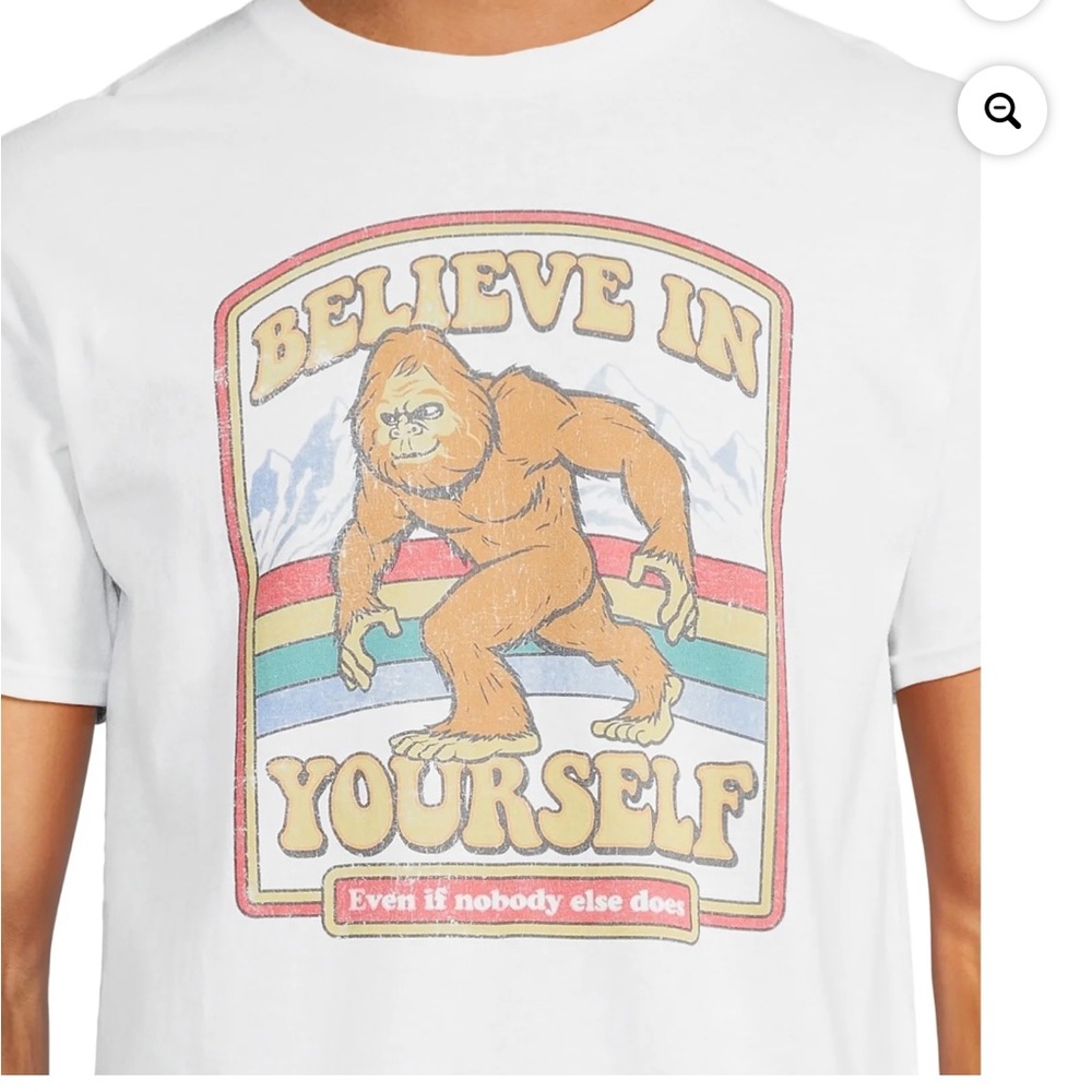JK* White Bigfoot Believe in Yourself Even if Nobody Else Does Shirt Sleeve T-Sh - Picture 3 of 6